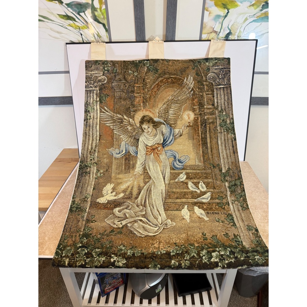 Lena Liu Angel With Doves Woven Wall Tapestry Hanging Art 35x26